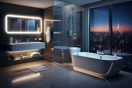 智能卫浴夜晚的房间浴室设计图片