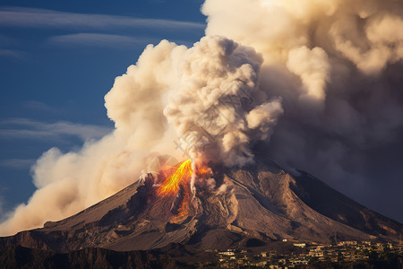 地球地质自然的火山喷发背景