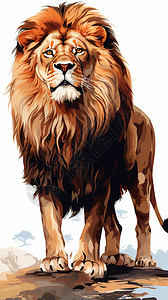 狮子的平面插图背景图片