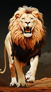 凶狠的狮子插画背景图片