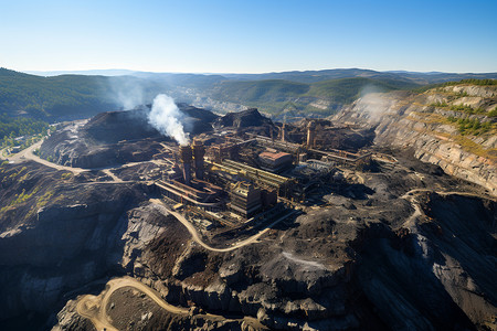 山顶煤矿的壮丽景象高清图片