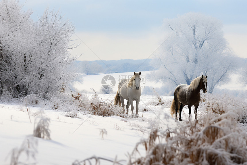 冬季户外的马匹图片