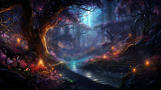幻想的森林背景图片