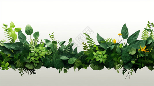 绿色边框森系简约的绿色叶子插画