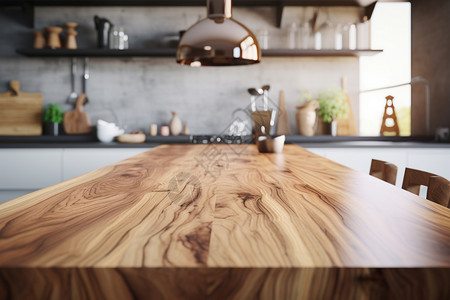 厨房的木质台面高清图片
