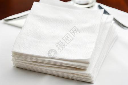 一堆折叠的餐巾纸高清图片