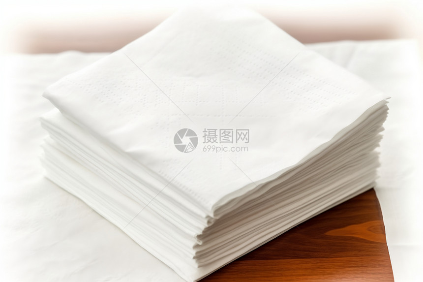 堆叠在餐桌上的纸巾图片