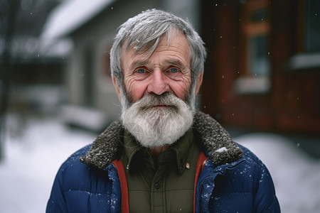 雪中的老人背景图片