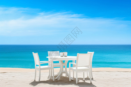 沙滩上的桌椅背景图片