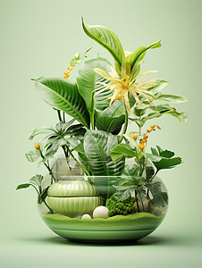 盆栽热带植物背景图片