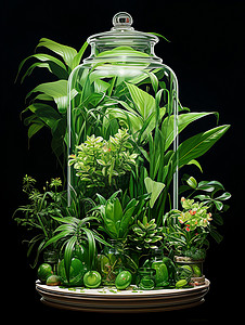花瓶内生长的植物背景图片