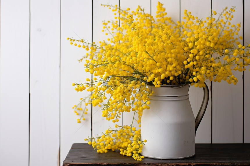 花瓶中的黄色花束图片