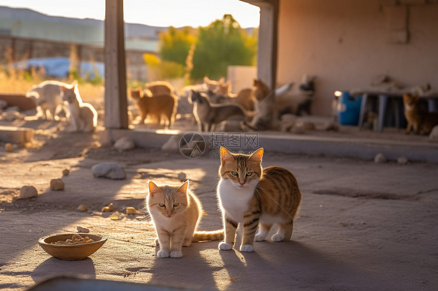 院子里可爱的猫咪图片