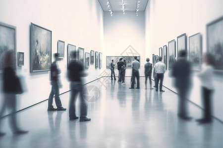 艺术展览厅内的人群背景图片