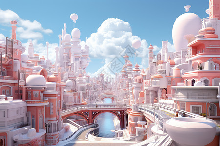 未来的粉色城市背景图片