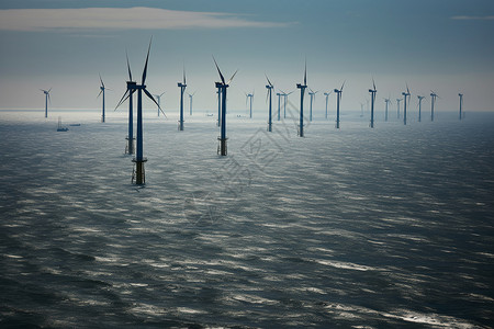 海上的风力发电机图片