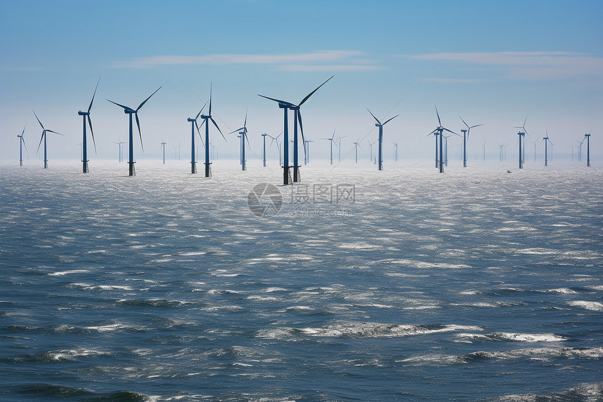 海洋中的风力发电站图片