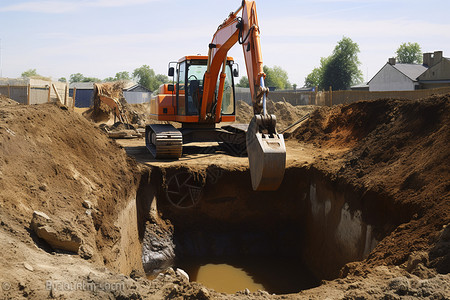 工地上的大型挖掘机背景图片