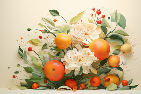 水果和鲜花背景图片