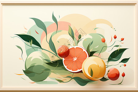 梦幻中国抽象水果框架图片