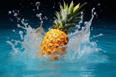 新鲜菠萝水里的菠萝设计图片