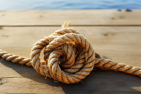 绳索航海麻绳和绳结背景