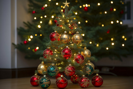 圣诞树上装饰背景图片