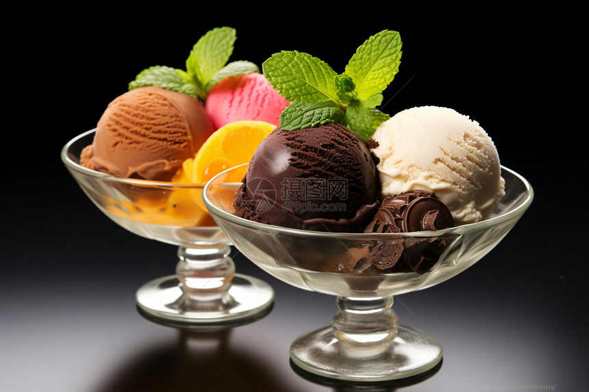 三个冰淇淋球图片
