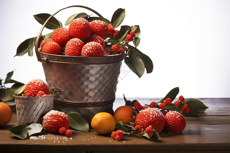 丰收的果莓与背景图片