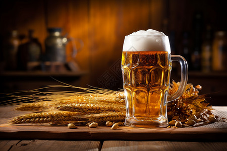 啤酒和麦穗图片