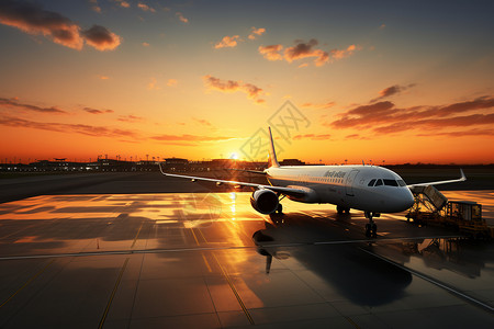 航空公司素材夕阳下的飞机背景