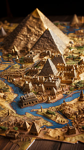 东南亚轮廓地图埃及历史建筑插画
