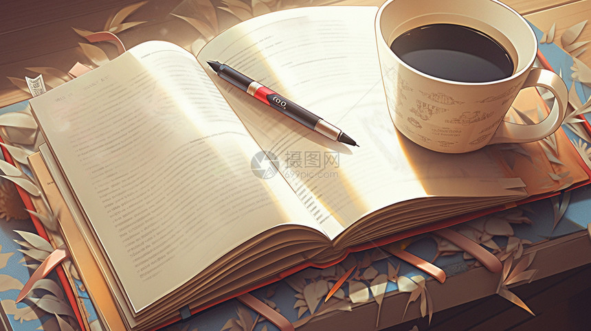 书和咖啡图片
