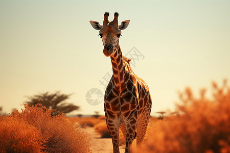 荒原上站立的长颈鹿图片
