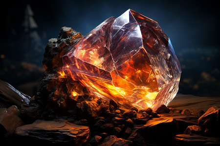钻石火彩独特光效的陨石设计图片