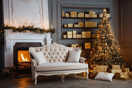 庆祝圣诞节的室内装饰背景图片