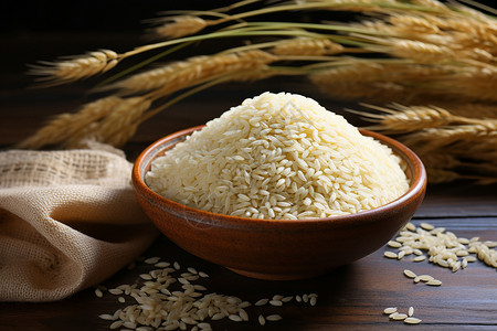 一碗成熟的大米图片
