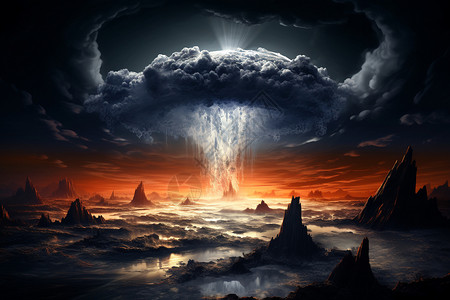 爆炸蘑菇云天空巨大的蘑菇云设计图片
