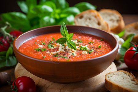 清凉的夏日番茄汤图片