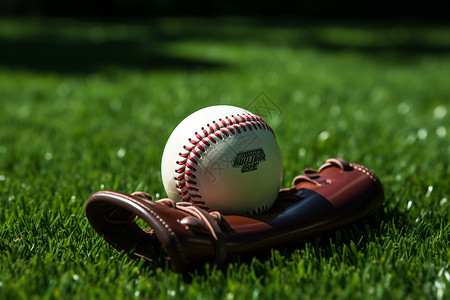 草地上的棒球背景图片