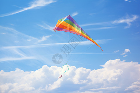 蓝天中的彩虹风筝图片