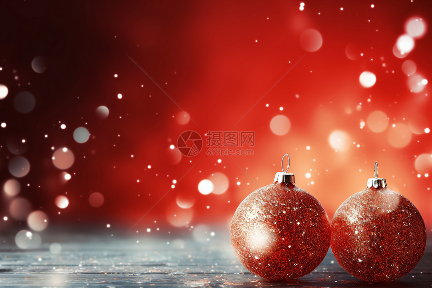 红色的圣诞节装饰球图片