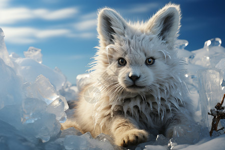 冰雪中的白狐图片