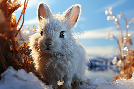 雪地里的兔子高清图片