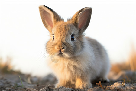 可爱的小白兔与花草为伴图片