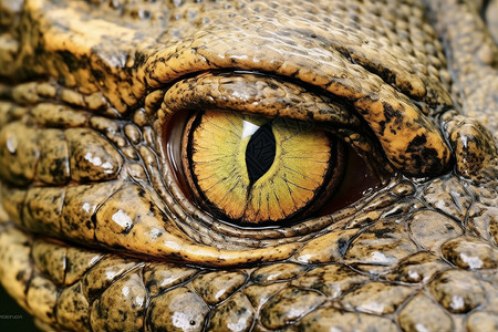 黄色眼睛的动物鳄鱼的黄色眼睛背景