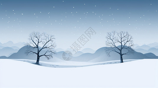 雪地里的两棵树背景图片