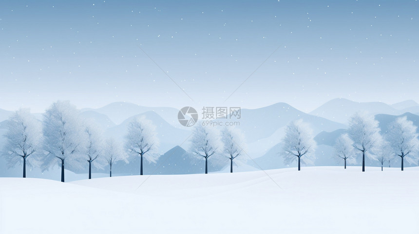 雪地里的树图片