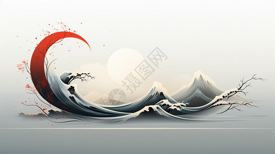 海浪标志设计背景图片