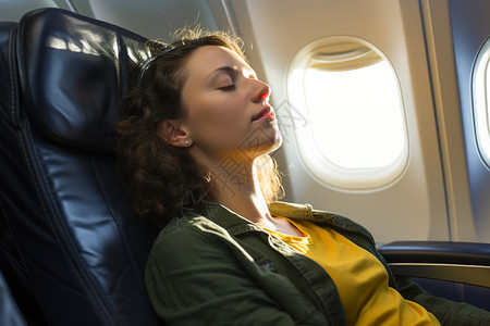 女人乘坐飞机旅行图片